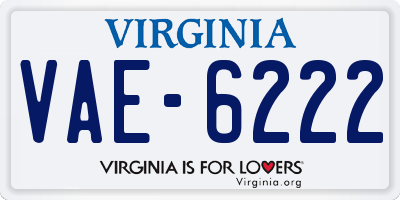 VA license plate VAE6222
