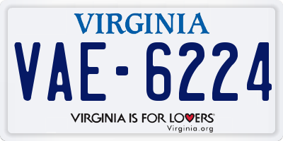 VA license plate VAE6224