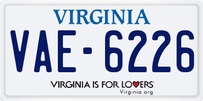 VA license plate VAE6226