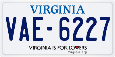 VA license plate VAE6227