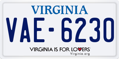 VA license plate VAE6230