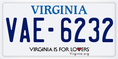 VA license plate VAE6232