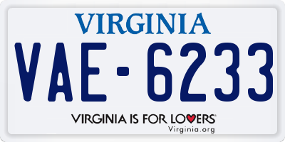 VA license plate VAE6233
