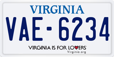 VA license plate VAE6234