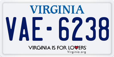 VA license plate VAE6238