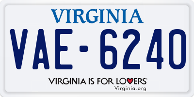 VA license plate VAE6240