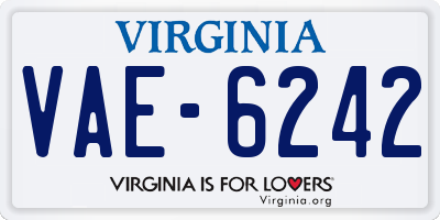 VA license plate VAE6242