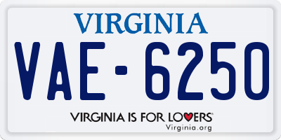 VA license plate VAE6250