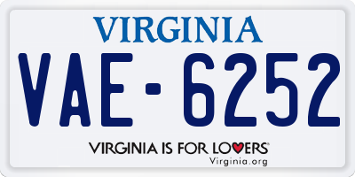VA license plate VAE6252