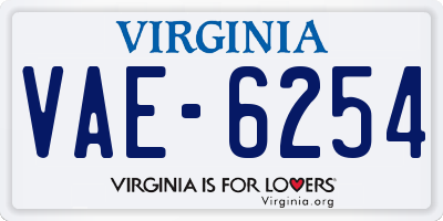 VA license plate VAE6254