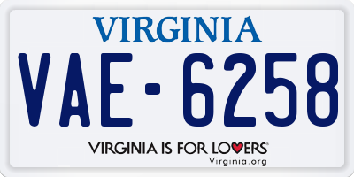 VA license plate VAE6258