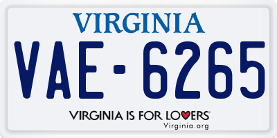 VA license plate VAE6265