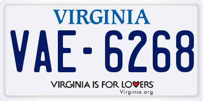 VA license plate VAE6268