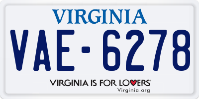VA license plate VAE6278