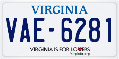 VA license plate VAE6281