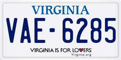 VA license plate VAE6285