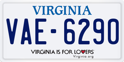 VA license plate VAE6290