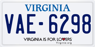VA license plate VAE6298