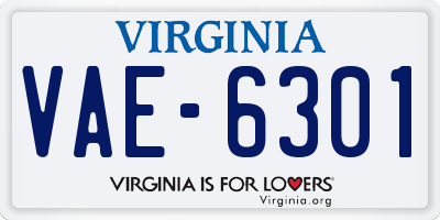 VA license plate VAE6301