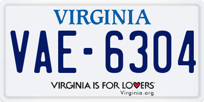 VA license plate VAE6304