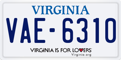 VA license plate VAE6310