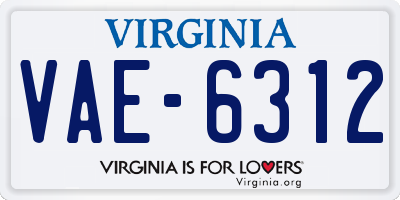VA license plate VAE6312