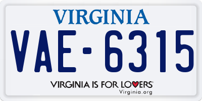 VA license plate VAE6315