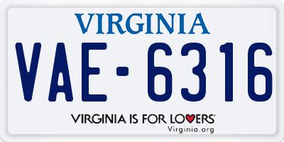 VA license plate VAE6316