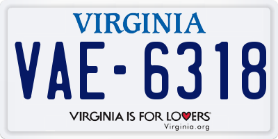 VA license plate VAE6318