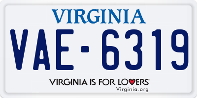 VA license plate VAE6319