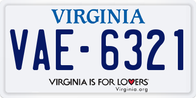 VA license plate VAE6321
