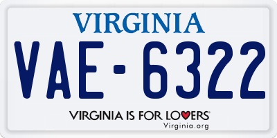 VA license plate VAE6322