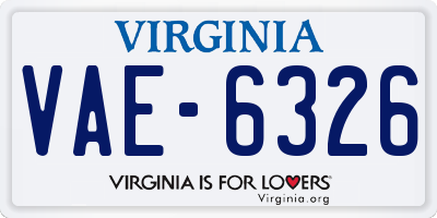 VA license plate VAE6326