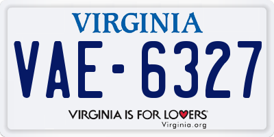 VA license plate VAE6327