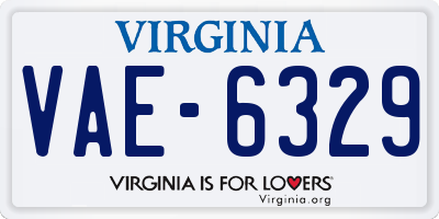 VA license plate VAE6329