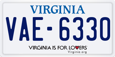 VA license plate VAE6330