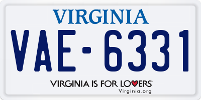 VA license plate VAE6331