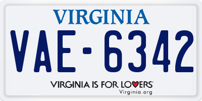 VA license plate VAE6342