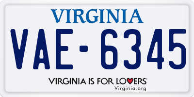 VA license plate VAE6345
