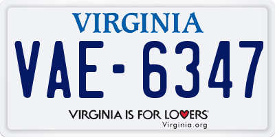 VA license plate VAE6347
