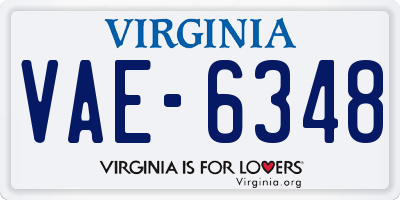 VA license plate VAE6348