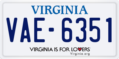 VA license plate VAE6351
