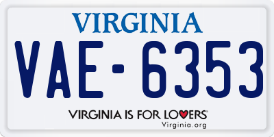 VA license plate VAE6353