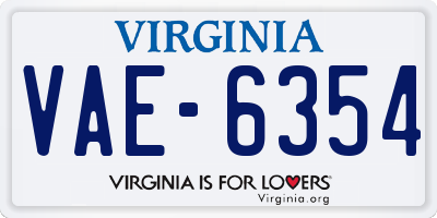 VA license plate VAE6354