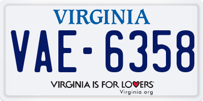 VA license plate VAE6358