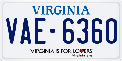 VA license plate VAE6360