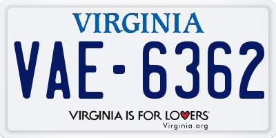VA license plate VAE6362