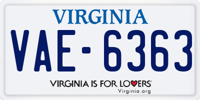 VA license plate VAE6363