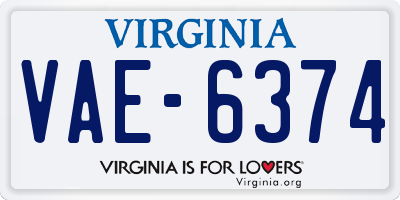 VA license plate VAE6374