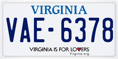VA license plate VAE6378